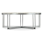 Round Cocktail Table - Pewter Metal Base & Tumbled White Onyx Top, 42"