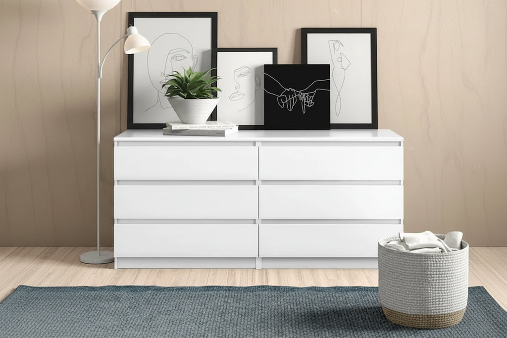 6 Drawer Double Dresser for Bedroom Living Room Hallway