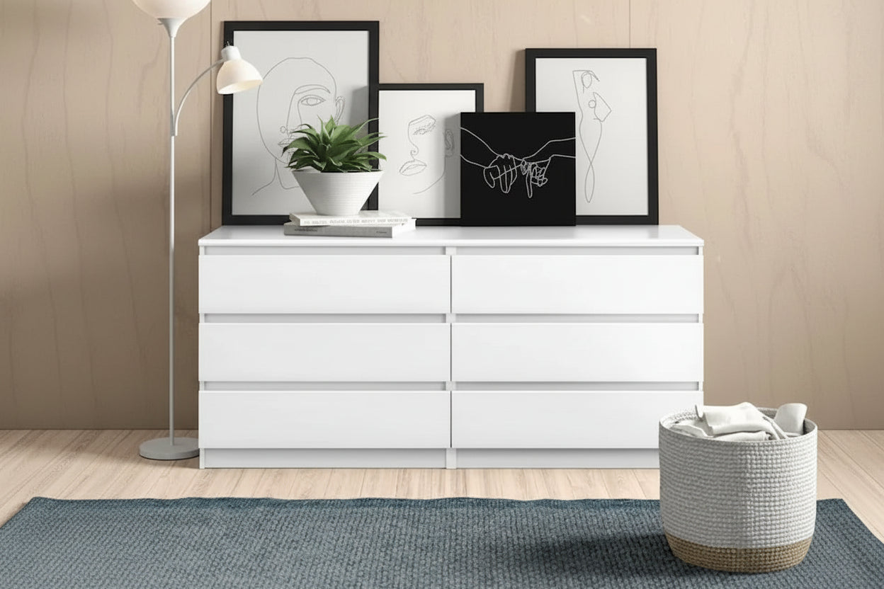 6 Drawer Double Dresser for Bedroom Living Room Hallway