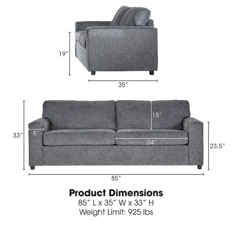 Transitional Cushion Back Sofa - Made in USA, 100% Polyester, 85W