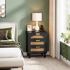 20-Inch Night Stand, 3-Drawer Wood Bedside Table Storage Cabinet for Bedroom, Green