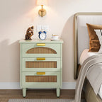 20-Inch Night Stand, 3-Drawer Wood Bedside Table Storage Cabinet for Bedroom, Green