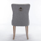 High-end Tufted Solid Wood Contemporary Flax Upholstered Linen Dining Chair with Wood Legs Nailhead Trim 2-Pcs Set