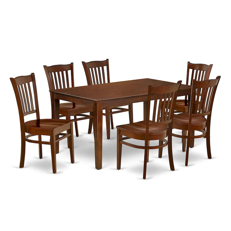 Mahogany Rectangle Dining Table Set with Wooden Seat Chairs (3 or 5 Piece)