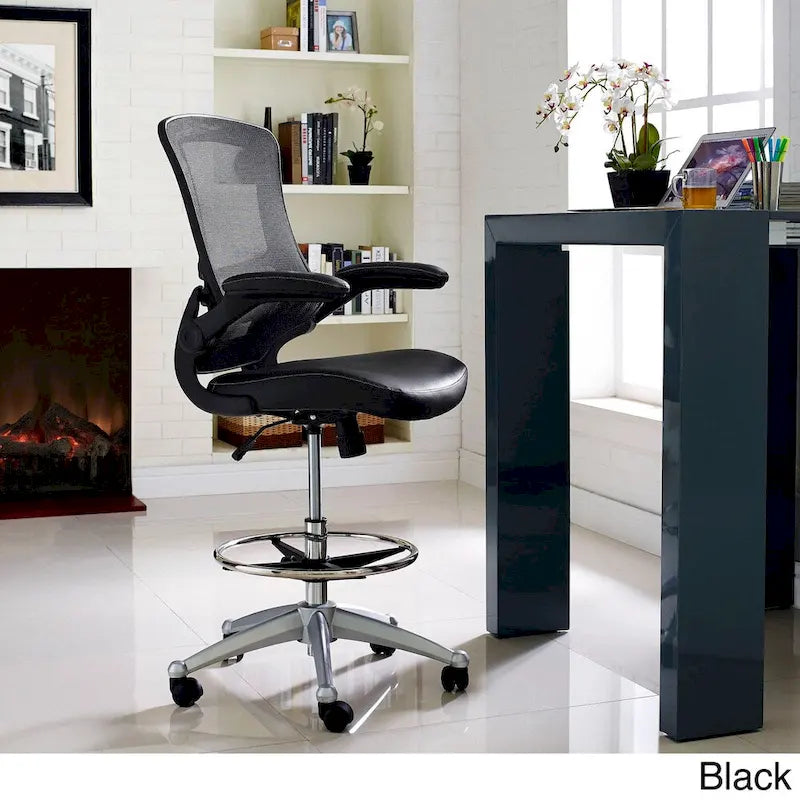 Ergonomic Drafting Stool with Flip-Up Arms & Adjustable Height