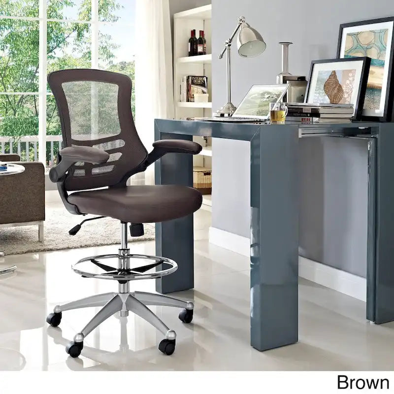 Ergonomic Drafting Stool with Flip-Up Arms & Adjustable Height