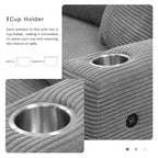 Oversized Corduroy Sectional Sofa,L Shaped Cloud Couch with USB Charging Port,Cup Holder,Deep Seat Sofa Bed with 50 Chaise