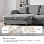 Oversized Corduroy Sectional Sofa,L Shaped Cloud Couch with USB Charging Port,Cup Holder,Deep Seat Sofa Bed with 50 Chaise