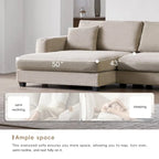 Oversized Corduroy Sectional Sofa,L Shaped Cloud Couch with USB Charging Port,Cup Holder,Deep Seat Sofa Bed with 50 Chaise