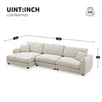 Oversized Corduroy Sectional Sofa,L Shaped Cloud Couch with USB Charging Port,Cup Holder,Deep Seat Sofa Bed with 50 Chaise