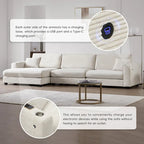 Oversized Corduroy Sectional Sofa,L Shaped Cloud Couch with USB Charging Port,Cup Holder,Deep Seat Sofa Bed with 50 Chaise