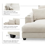 Oversized Corduroy Sectional Sofa,L Shaped Cloud Couch with USB Charging Port,Cup Holder,Deep Seat Sofa Bed with 50 Chaise