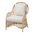 Florence Bohemian Ivory Braided Rattan Arm Chair with Removable Cushion