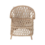 Florence Bohemian Ivory Braided Rattan Arm Chair with Removable Cushion
