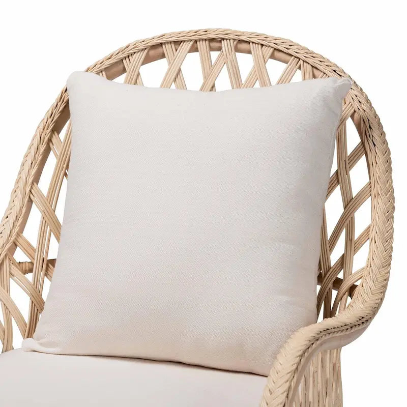 Florence Bohemian Ivory Braided Rattan Arm Chair with Removable Cushion